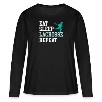 Lacrosse Spieler spielen Lacrosse Relax Lacrosse - Frauen Premium Bio Langarmshirt - Schwarz - Vorne - Julia (174cm)