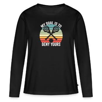 Lacrosse Spieler spielen Lacrosse Relax Lacrosse - Frauen Premium Bio Langarmshirt - Schwarz - Vorne - Julia (174cm)