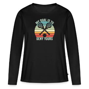 Lacrosse Spieler spielen Lacrosse Relax Lacrosse - Frauen Premium Bio Langarmshirt - Schwarz - Vorne - Julia (174cm)