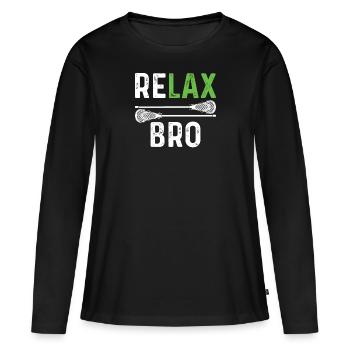 Lacrosse Spieler spielen Lacrosse Relax Lacrosse - Frauen Premium Bio Langarmshirt - Schwarz - Vorne - Julia (174cm)