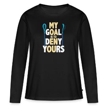 Lacrosse Spieler spielen Lacrosse Relax Lacrosse - Frauen Premium Bio Langarmshirt - Schwarz - Vorne - Julia (174cm)