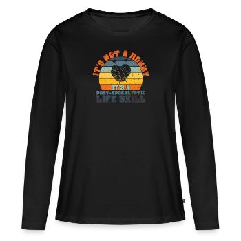 Weaving Knitting Crochet Fabrics Textiles - Women's Premium Organic Long Sleeve Shirt - black - Front - Julia (174cm)