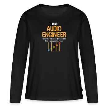 Ingénieur du son Ingénieur du son Ingénieur du son Mixeur - T-shirt manches longues Premium bio Femme - noir - Devant - Julia (174cm)