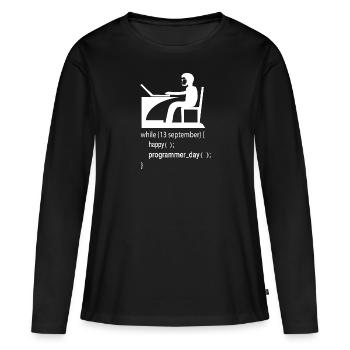 Cadeau de programmeur développeur de logiciels - T-shirt manches longues Premium bio Femme - noir - Devant - Julia (174cm)