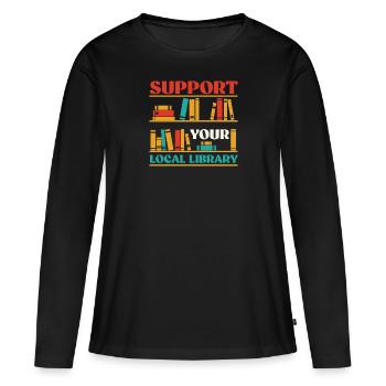 Bibliothèque bibliothécaire Lire - T-shirt manches longues Premium bio Femme - noir - Devant - Julia (174cm)