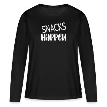 Snack Dîner Nourriture Affamé Snacking - T-shirt manches longues Premium bio Femme - noir - Devant - Julia (174cm)