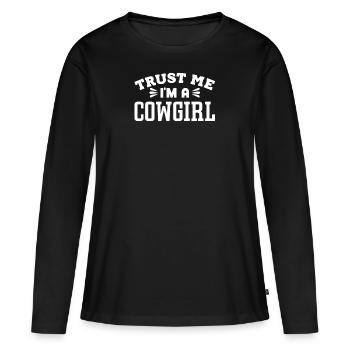 Cow-boy - T-shirt manches longues Premium bio Femme - noir - Devant - Julia (174cm)