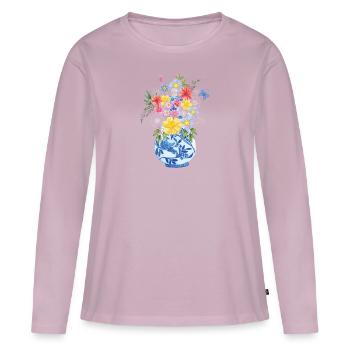 Blumenranke Vase blumenstrauß strauß Blumen - Frauen Premium Bio Langarmshirt - Altrosa - Vorne - Julia (174cm)