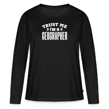 Géographe Géographe Géographie Équipe de géographes - T-shirt manches longues Premium bio Femme - noir - Devant - Julia (174cm)