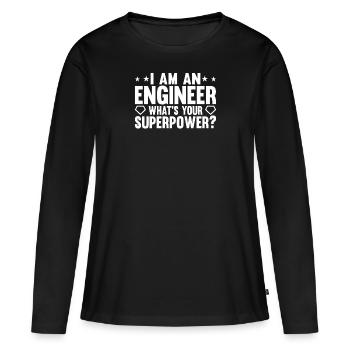 Ingénieur Cerveau Génie mécanique Génie électrique Mathématiques - T-shirt manches longues Premium bio Femme - noir - Devant - Julia (174cm)