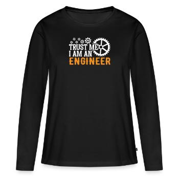Ingénieur Cerveau Génie mécanique Génie électrique Mathématiques - T-shirt manches longues Premium bio Femme - noir - Devant - Julia (174cm)