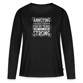 Noces d’argent 25 ans mariées Anniversaire de mariage - T-shirt manches longues Premium bio Femme - noir - Devant - Julia (174cm)