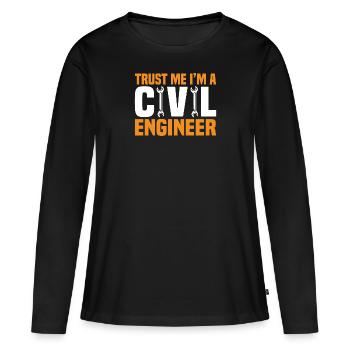 Ingénieur civil Construction de ponts Ingénieur en structure - T-shirt manches longues Premium bio Femme - noir - Devant - Julia (174cm)