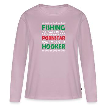 Thérapie Pêche de lac Carpe de lac Pêcheur Appât - T-shirt manches longues Premium bio Femme - rose poudré - Devant - Julia (174cm)
