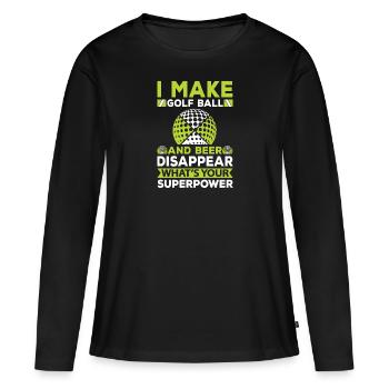 Golf Beer Tee Golf Ball Golfer Drink - T-shirt manches longues Premium bio Femme - noir - Devant - Julia (174cm)