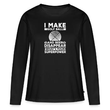 Golf Beer Tee Golf Ball Golfer Drink - T-shirt manches longues Premium bio Femme - noir - Devant - Julia (174cm)