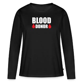 Don de sang Dons de sang Donneurs de sang - T-shirt manches longues Premium bio Femme - noir - Devant - Julia (174cm)