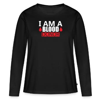 Don de sang Dons de sang Donneurs de sang - T-shirt manches longues Premium bio Femme - noir - Devant - Julia (174cm)