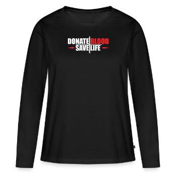 Don de sang Dons de sang Donneurs de sang - T-shirt manches longues Premium bio Femme - noir - Devant - Julia (174cm)