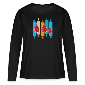 Don de sang Dons de sang Donneurs de sang - T-shirt manches longues Premium bio Femme - noir - Devant - Julia (174cm)