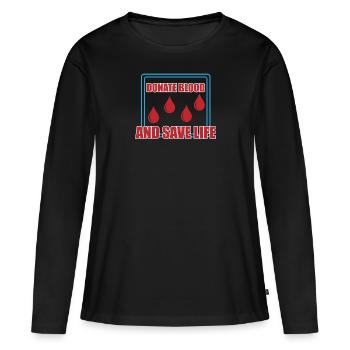 Don de sang Dons de sang Donneurs de sang - T-shirt manches longues Premium bio Femme - noir - Devant - Julia (174cm)