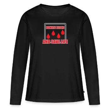 Don de sang Dons de sang Donneurs de sang - T-shirt manches longues Premium bio Femme - noir - Devant - Julia (174cm)