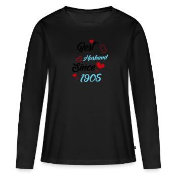 Meilleur mari depuis 1905 mariage - T-shirt manches longues Premium bio Femme - noir - Devant - Julia (174cm)