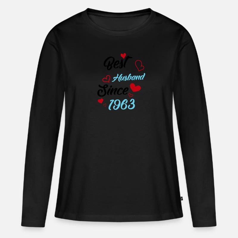 Bester Ehemann seit 1963 Hochzeit - Frauen Premium Bio Langarmshirt - Schwarz