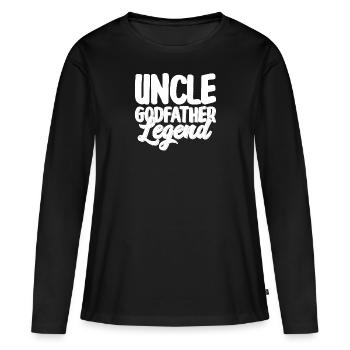 Parrain Filleul Cadeau Parrain Parrain Oncle - T-shirt manches longues Premium bio Femme - noir - Devant - Julia (174cm)