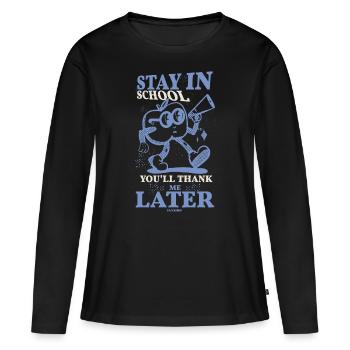 Aller à l’école - T-shirt manches longues Premium bio Femme - noir - Devant - Julia (174cm)