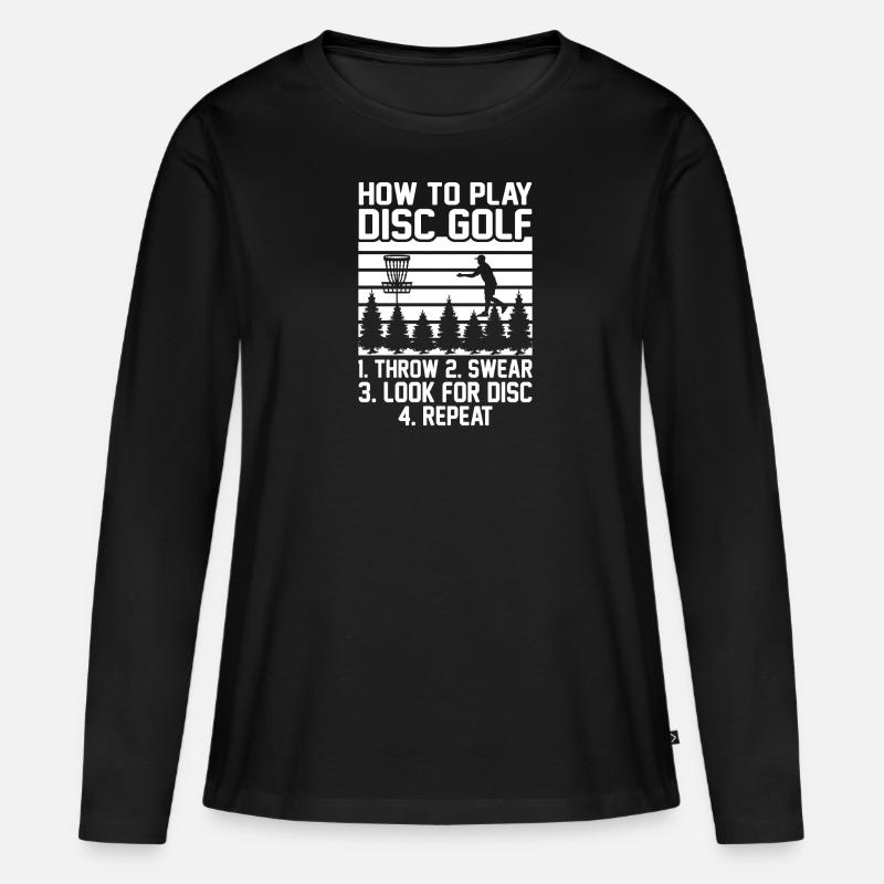 Disc Golf Disc Golf Frisbee Tree Basket Drop - Women's Premium Organic Long Sleeve Shirt - black