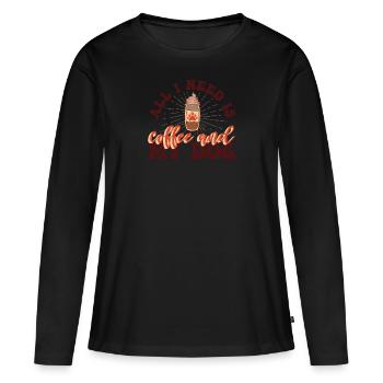 Coffee Cup Dog Coffee Lovers Déclaration - T-shirt manches longues Premium bio Femme - noir - Devant - Julia (174cm)