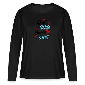 Anniversaire Meilleure épouse depuis 1905 Mariage - T-shirt manches longues Premium bio Femme - noir - Devant - Julia (174cm)