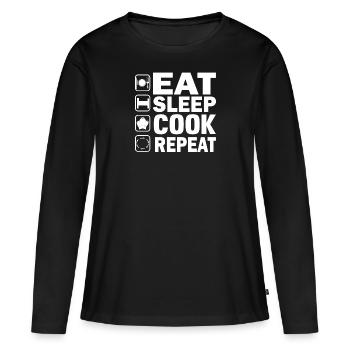 Chef Profession Gastronomie Cuisine Chapeau de Chef - T-shirt manches longues Premium bio Femme - noir - Devant - Julia (174cm)
