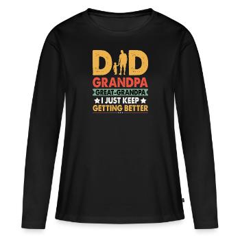 Je suis papa, grand-père et arrière-grand-père père père de la fête des pères - T-shirt manches longues Premium bio Femme - noir - Devant - Julia (174cm)