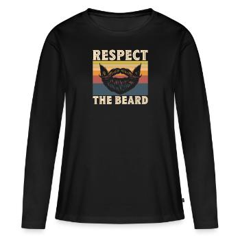 Vollbart und Bartträger Barthaare Schnauzbart - Frauen Premium Bio Langarmshirt - Schwarz - Vorne - Julia (174cm)