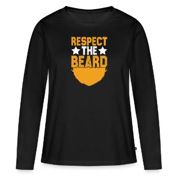 Barbe complète et porteur de barbe Cheveux de barbe Moustache - T-shirt manches longues Premium bio Femme - noir - Devant - Julia (174cm)
