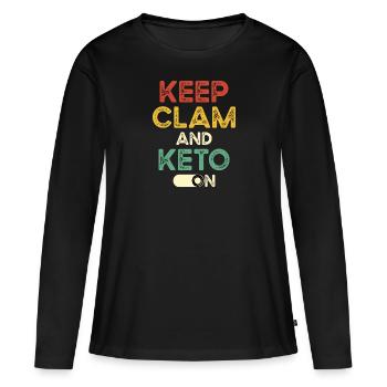 Régime céto - T-shirt manches longues Premium bio Femme - noir - Devant - Julia (174cm)