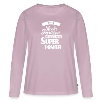 I survived a heart attack - Women's Premium Organic Long Sleeve Shirt - dusky pink - Front - Julia (174cm)