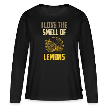 Zitronen Ich liebe den Geruch von Zitronen Zitrusfrüchte Lo - Frauen Premium Bio Langarmshirt - Schwarz - Vorne - Julia (174cm)