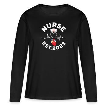 Examen infirmier 2023 - T-shirt manches longues Premium bio Femme - noir - Devant - Julia (174cm)