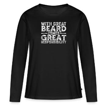 Barbe complète et porteur de barbe Cheveux de barbe Moustache - T-shirt manches longues Premium bio Femme - noir - Devant - Julia (174cm)