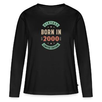 2000 - Baujahr 2000 - Jahrgang 2000 - Frauen Premium Bio Langarmshirt - Schwarz - Vorne - Julia (174cm)