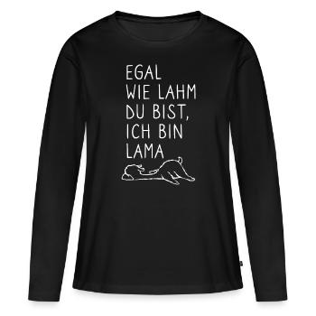 Egal wie lahm du bist ich bin lama - Wortspiel - Frauen Premium Bio Langarmshirt - Schwarz - Vorne - Julia (174cm)