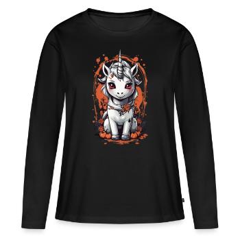 Licorne vampire fantomatique - Halloween Design - T-shirt manches longues Premium bio Femme - noir - Devant - Julia (174cm)