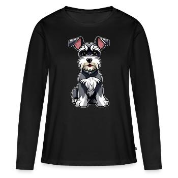 Mignon petit chien schnauzer - T-shirt manches longues Premium bio Femme - noir - Devant - Julia (174cm)