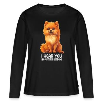 Spitz nain - T-shirt manches longues Premium bio Femme - noir - Devant - Julia (174cm)