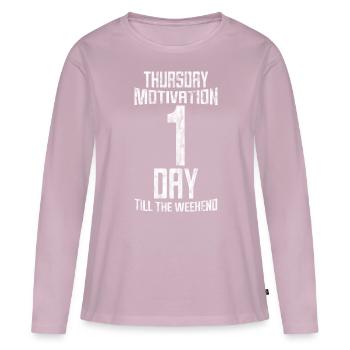 Motivation du jeudi, 1 jour jusqu’au week-end 3 - T-shirt manches longues Premium bio Femme - rose poudré - Devant - Julia (174cm)