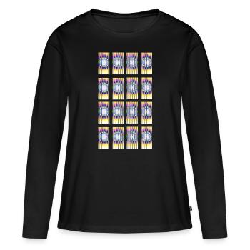 Hypnotisches Design Typ-1 - Frauen Premium Bio Langarmshirt - Schwarz - Vorne - Julia (174cm)