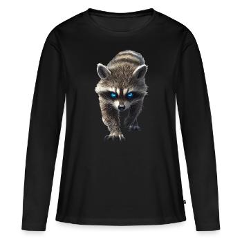 Waschbär - Frauen Premium Bio Langarmshirt - Schwarz - Vorne - Julia (174cm)